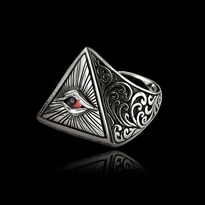 Masonic Eye of Providence 925 Sterling Silver Adjustable Ring