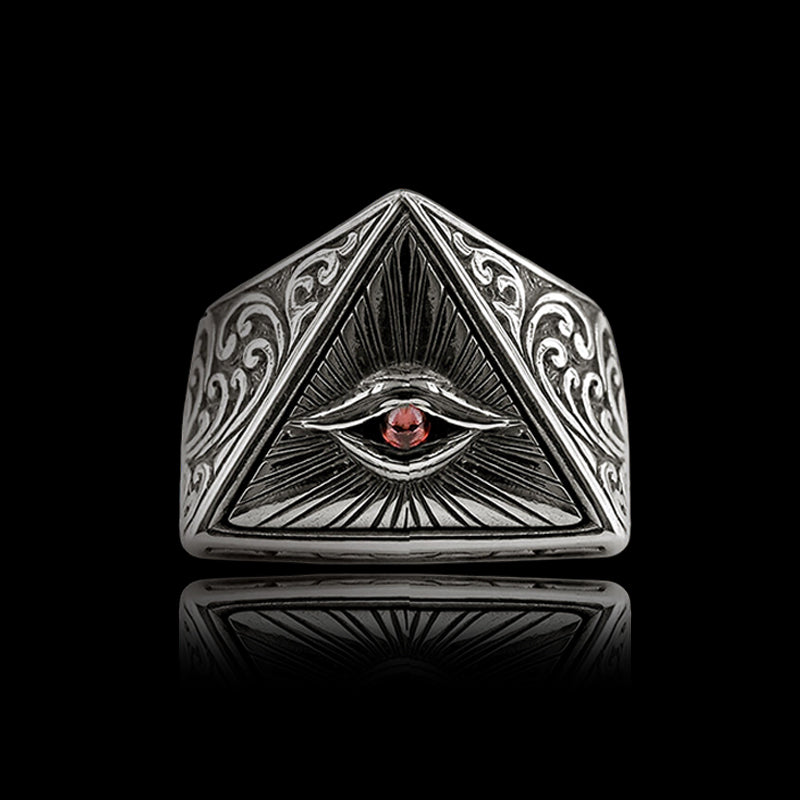 Masonic Eye of Providence 925 Sterling Silver Adjustable Ring
