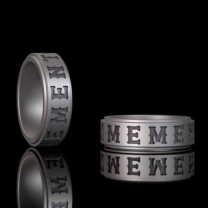 Memento Mori Letters Skull Sterling Silver Ring | RoyalLuster.com