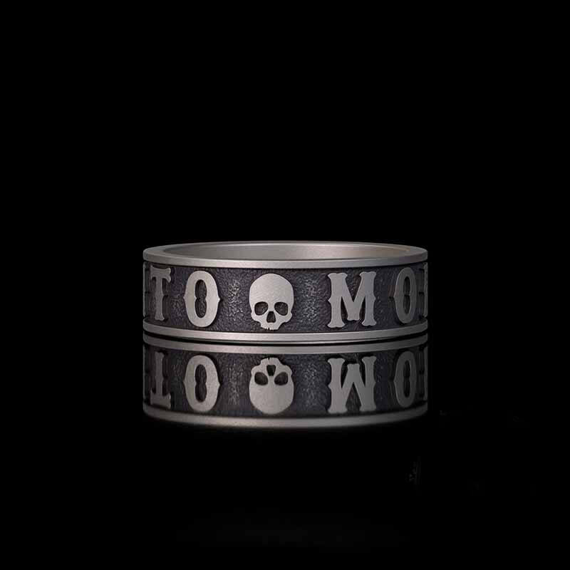 Memento Mori Letters Skull Sterling Silver Ring