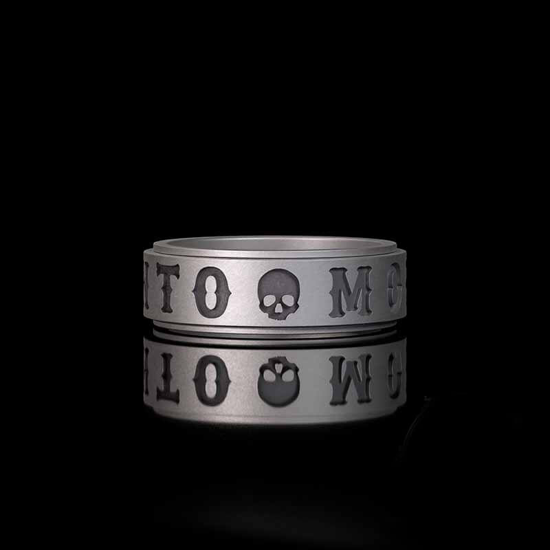 Memento Mori Letters Skull Sterling Silver Ring