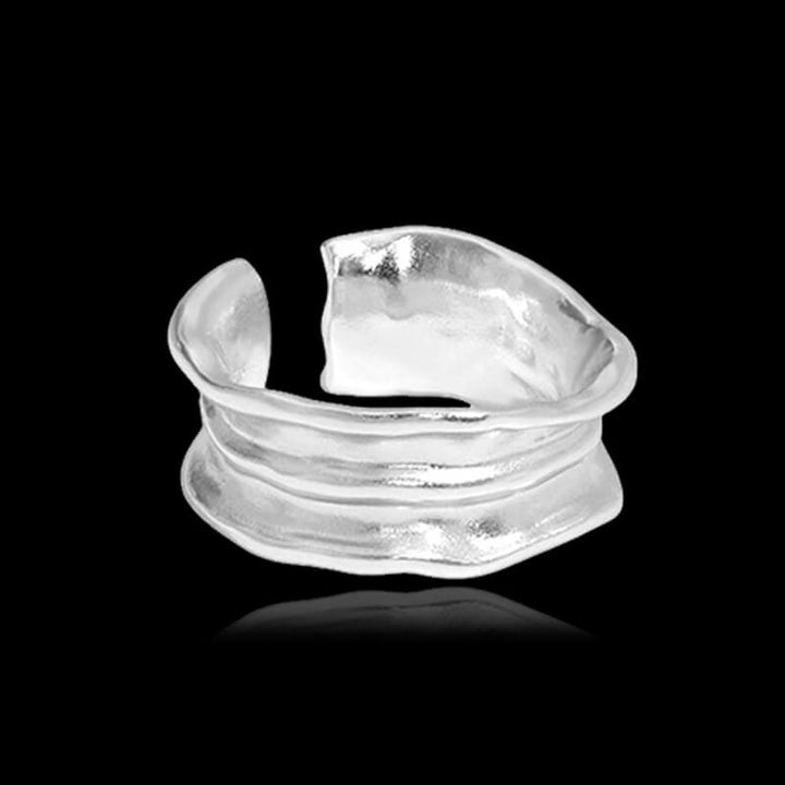 Minimalist Irregular 925 Sterling Silver Open Ring 03 | RoyalLuster.com