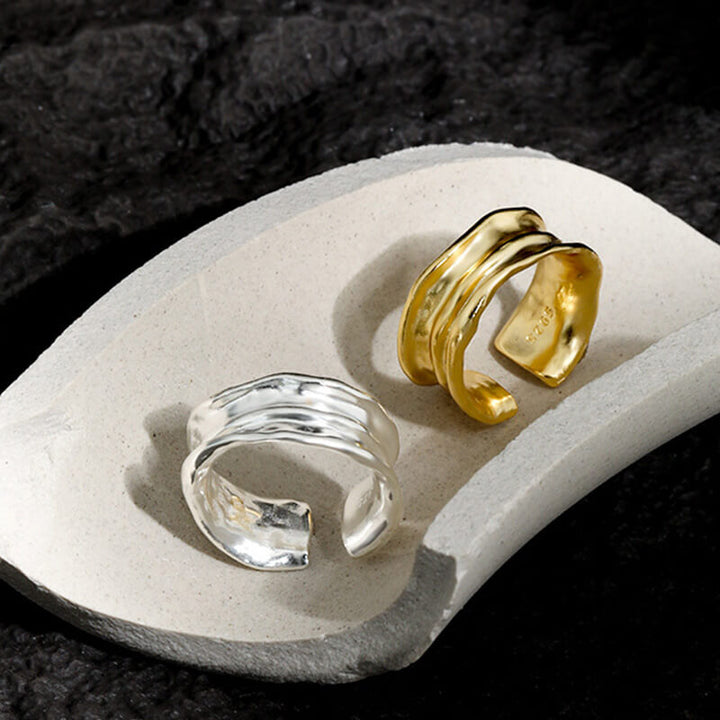 Minimalist Irregular 925 Sterling Silver Open Ring