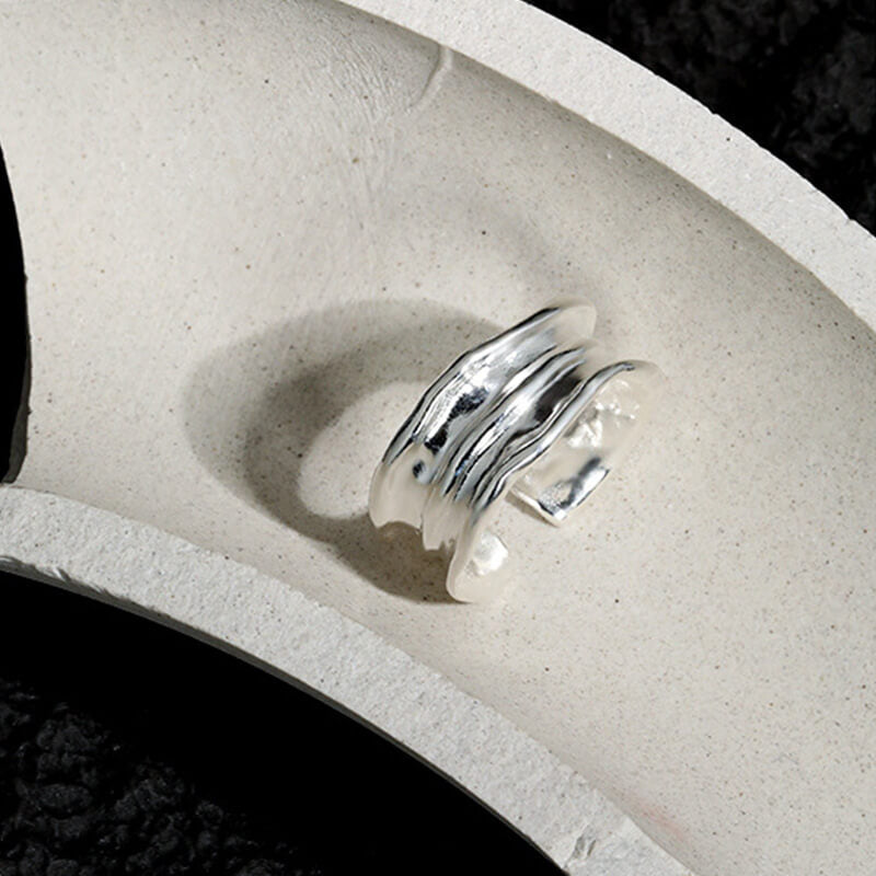 Minimalist Irregular 925 Sterling Silver Open Ring