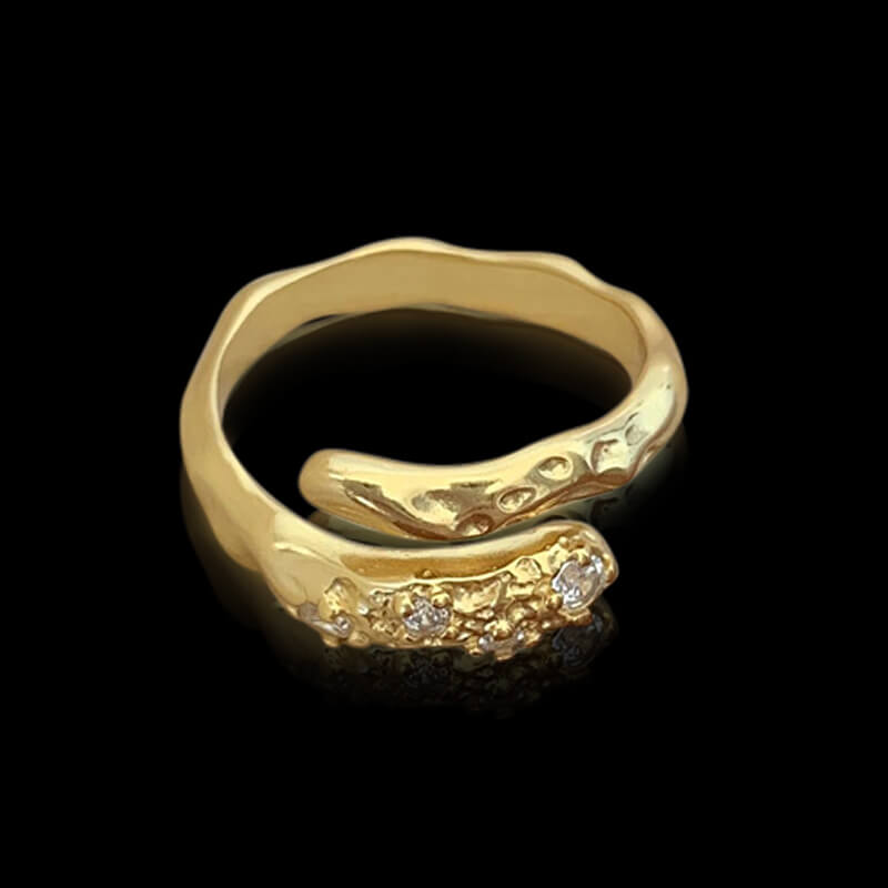 Minimalist Irregular Diamond 925 Sterling Silver Open Ring 03 | RoyalLuster.com