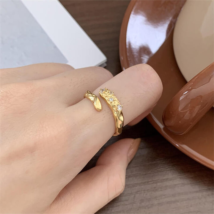 Minimalist Irregular Diamond 925 Sterling Silver Open Ring 04 | RoyalLuster.com