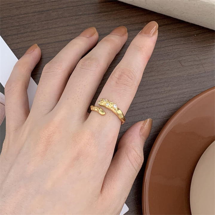 Minimalist Irregular Diamond 925 Sterling Silver Open Ring