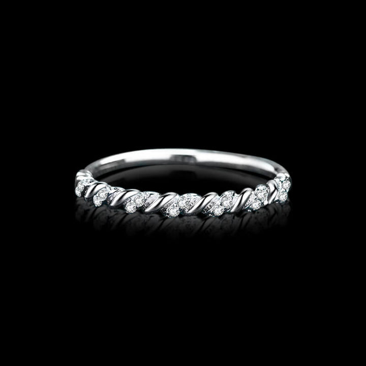 Minimalist Twist Moissanite 925 Sterling Silver Ring 03 | RoyalLuster.com