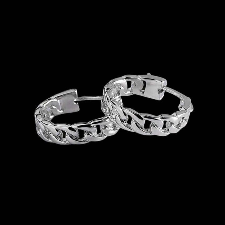 Minimalist Chain 925 Sterling Silver Hoop Earrings