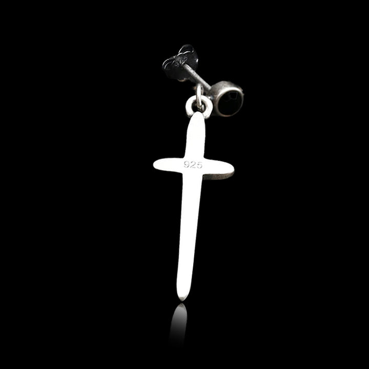Minimalist Cross 925 Sterling Silver Stud Earrings