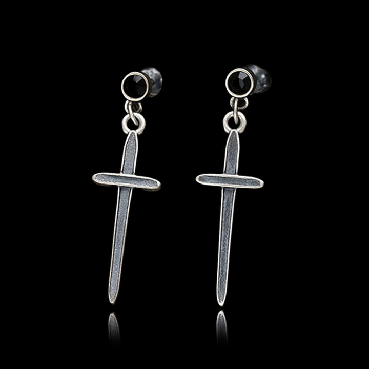 Minimalist Cross 925 Sterling Silver Stud Earrings