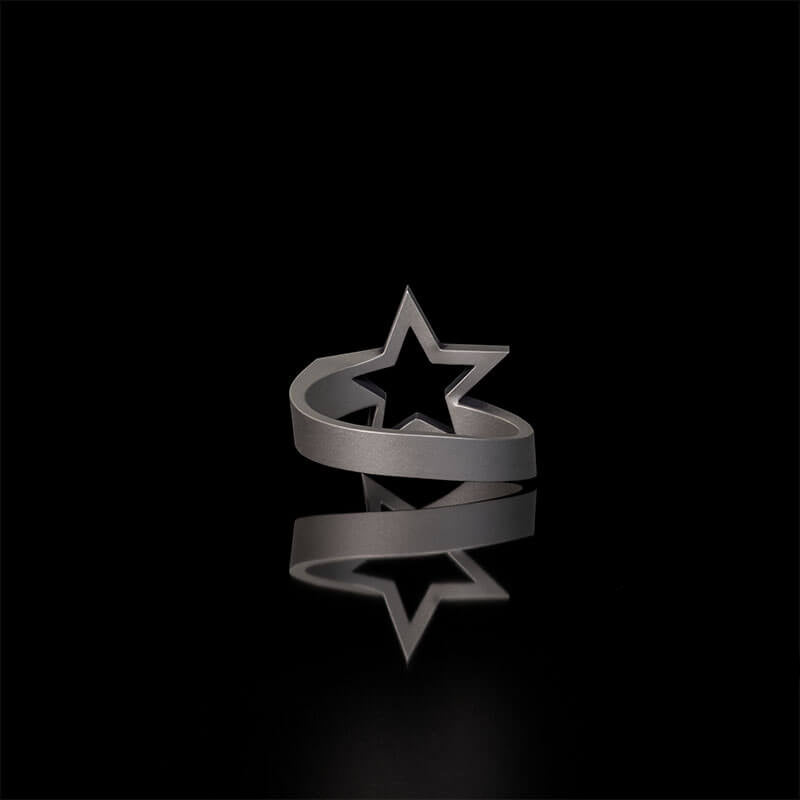 Minimalist Hollow Sun Moon Star Sterling Silver Ring