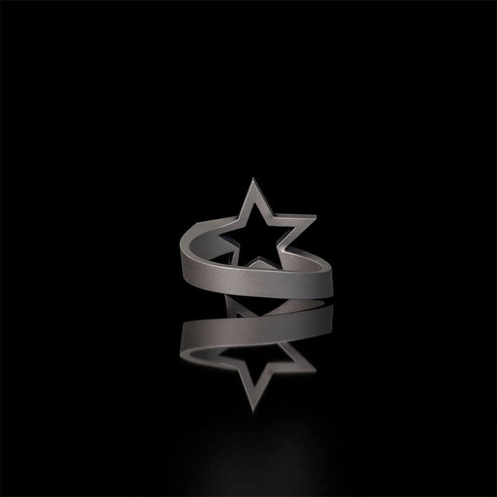 Minimalist Hollow Sun Moon Star Sterling Silver Ring