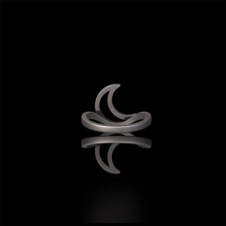 Minimalist Hollow Sun Moon Star Sterling Silver Ring