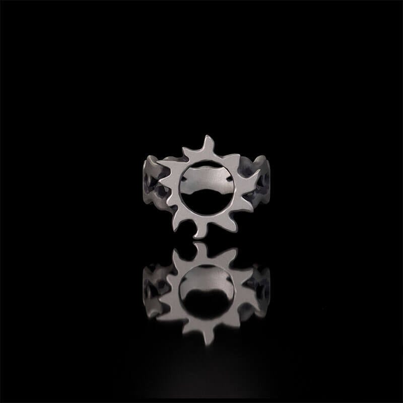 Minimalist Hollow Sun Moon Star Sterling Silver Ring