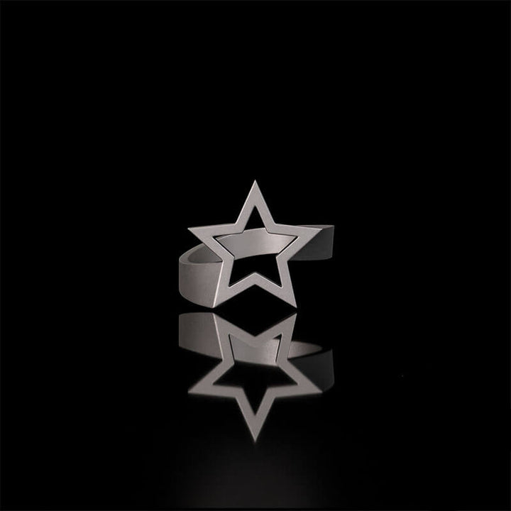 Minimalist Hollow Sun Moon Star Sterling Silver Ring