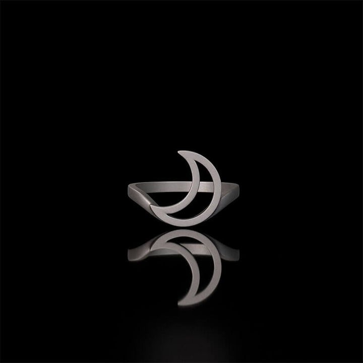 Minimalist Hollow Sun Moon Star Sterling Silver Ring