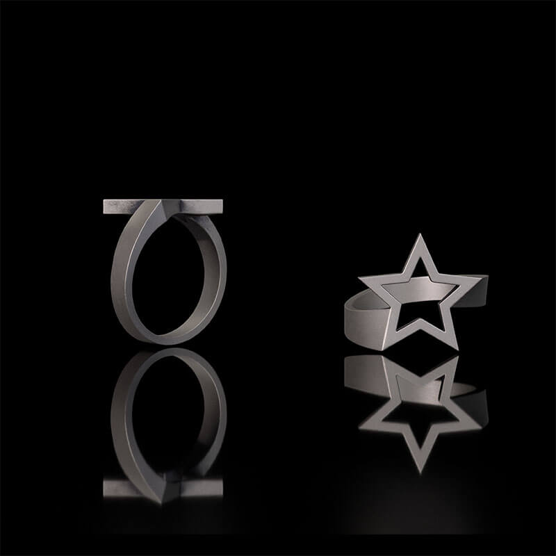 Minimalist Hollow Sun Moon Star Sterling Silver Ring | RoyalLuster.com