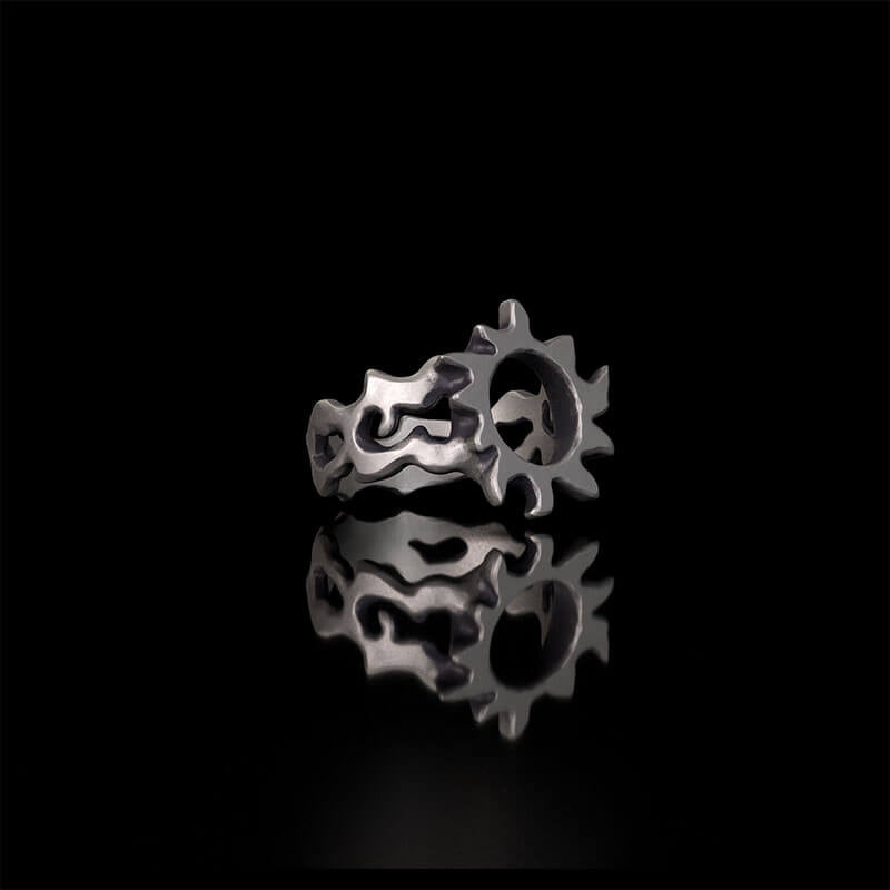 Minimalist Hollow Sun Moon Star Sterling Silver Ring