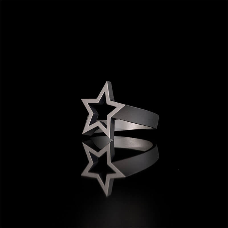 Minimalist Hollow Sun Moon Star Sterling Silver Ring