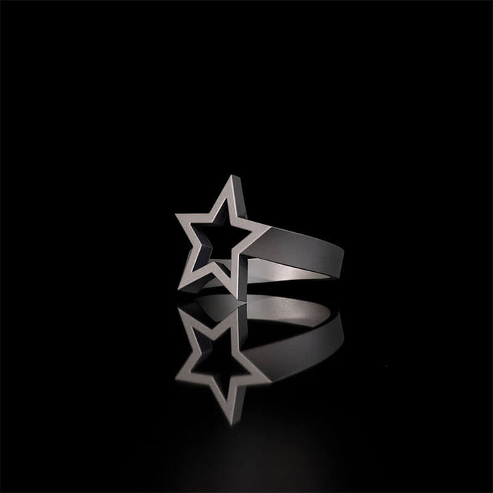 Minimalist Hollow Sun Moon Star Sterling Silver Ring