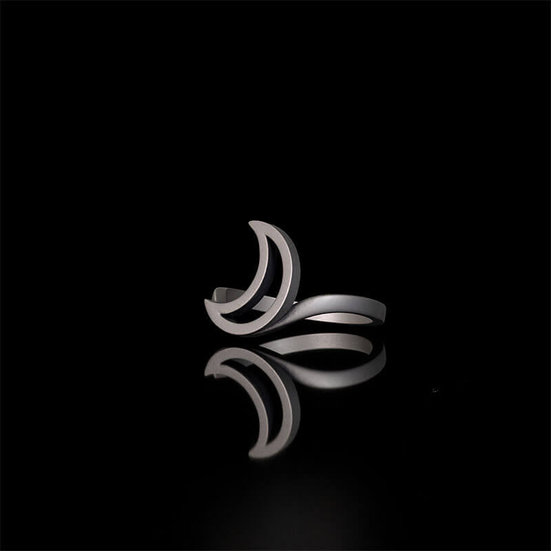 Minimalist Hollow Sun Moon Star Sterling Silver Ring