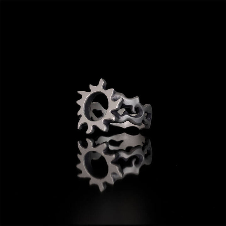 Minimalist Hollow Sun Moon Star Sterling Silver Ring