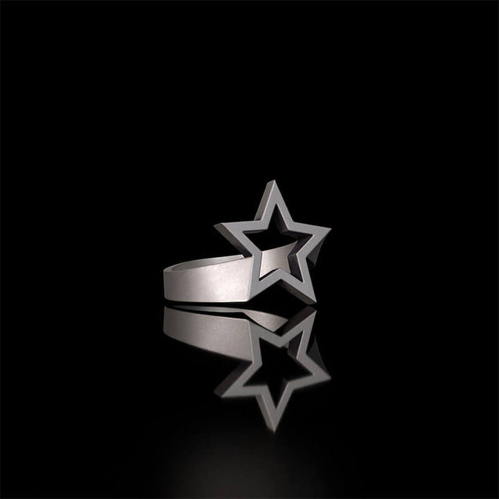 Minimalist Hollow Sun Moon Star Sterling Silver Ring