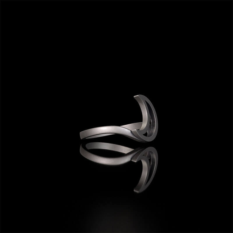 Minimalist Hollow Sun Moon Star Sterling Silver Ring