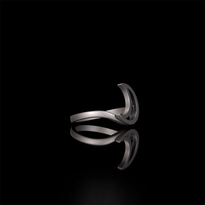 Minimalist Hollow Sun Moon Star Sterling Silver Ring