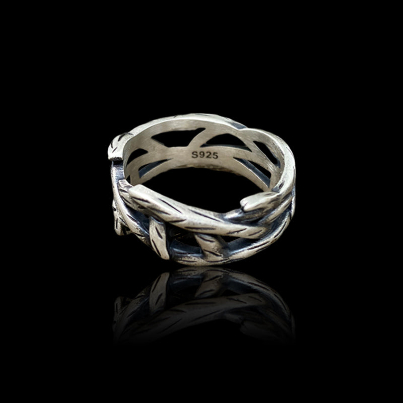 Minimalist Thistles and Thorns 925 Sterling Silver Ring