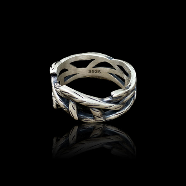 Minimalist Thistles and Thorns 925 Sterling Silver Ring