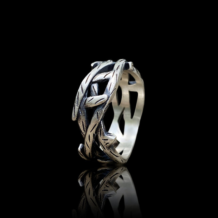 Minimalist Thistles and Thorns 925 Sterling Silver Ring