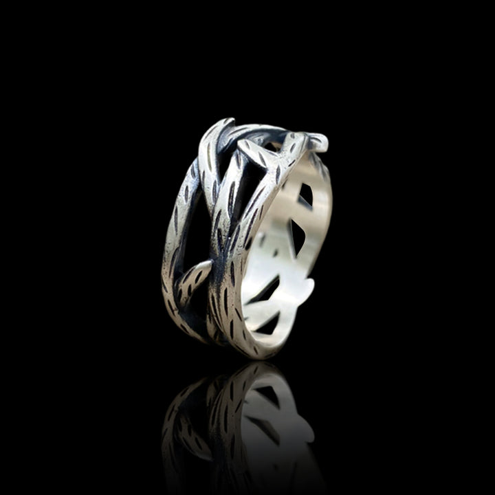 Minimalist Thistles and Thorns 925 Sterling Silver Ring