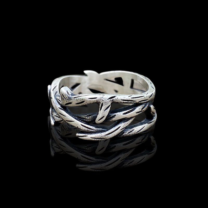 Minimalist Thistles and Thorns 925 Sterling Silver Ring
