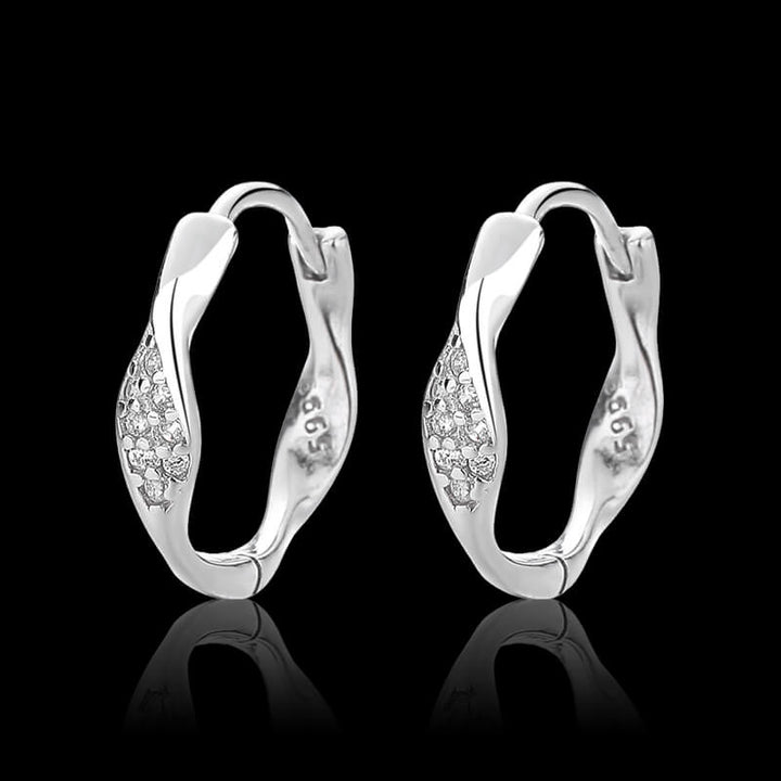 Mobius Diamond Set 925 Sterling Silver Earrings 01 | RoyalLuster.com