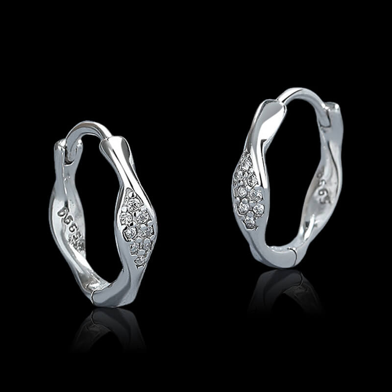 Mobius Diamond Set 925 Sterling Silver Earrings 03 | RoyalLuster.com