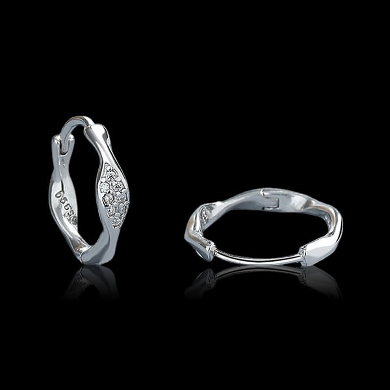 Mobius Diamond Set 925 Sterling Silver Earrings 04 | RoyalLuster.com