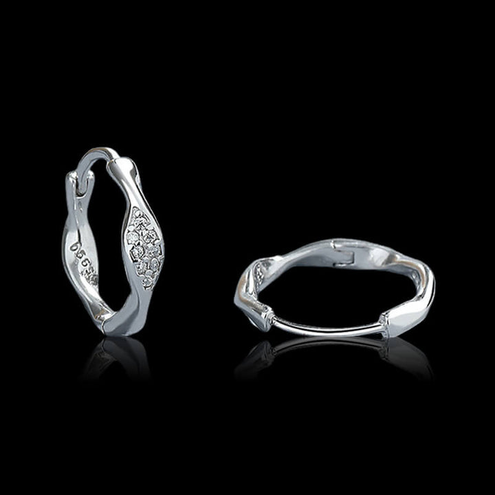 Mobius Diamond Set 925 Sterling Silver Earrings 04 | RoyalLuster.com