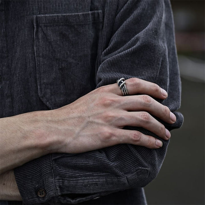 Mochi Rope 925 Sterling Silver Open Men's Ring 03 | RoyalLuster.com