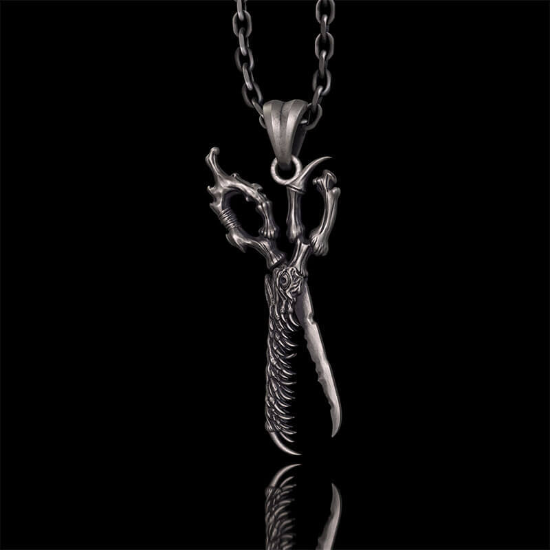 Movable Scissors Shaped Crocodile Sterling Silver Pendant | RoyalLuster.com
