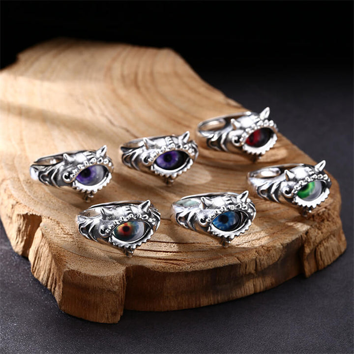 Multicolor Eye 925 Sterling Silver Open Ring