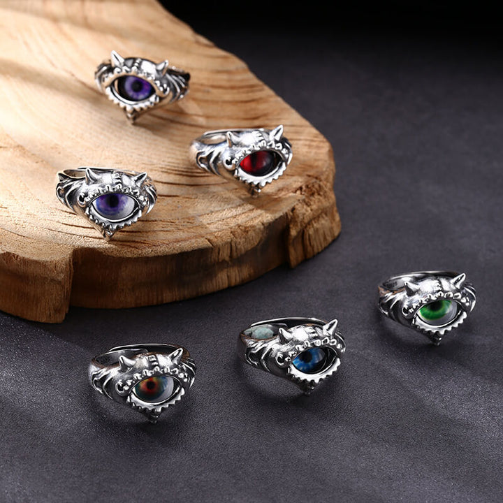 Multicolor Eye 925 Sterling Silver Open Ring