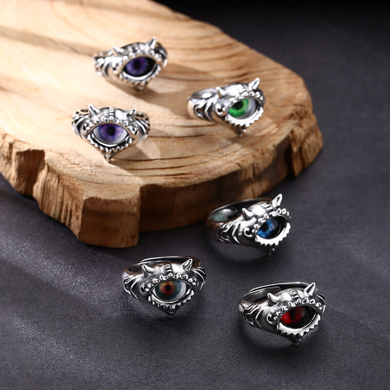 Multicolor Eye 925 Sterling Silver Open Ring