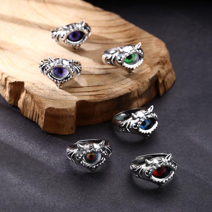 Multicolor Eye 925 Sterling Silver Open Ring