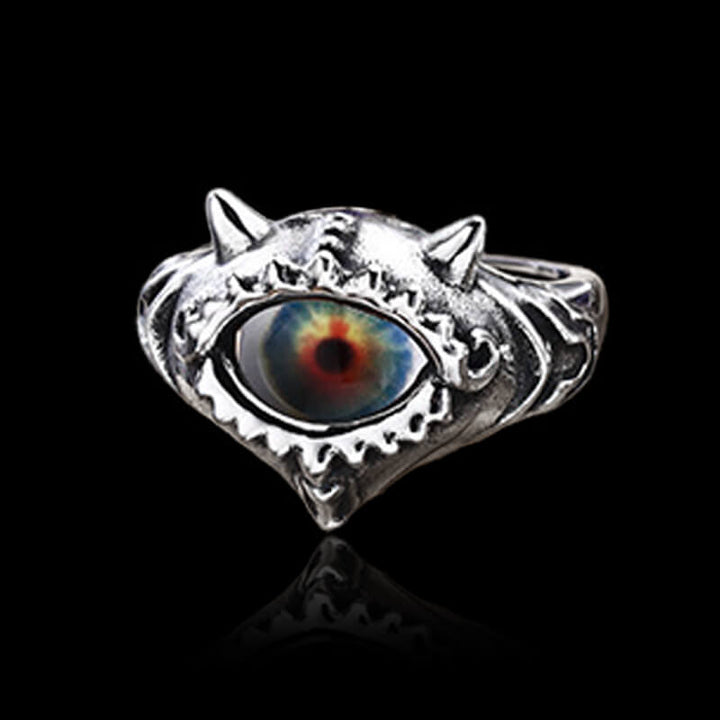 Multicolor Eye 925 Sterling Silver Open Ring 03 | RoyalLuster.com