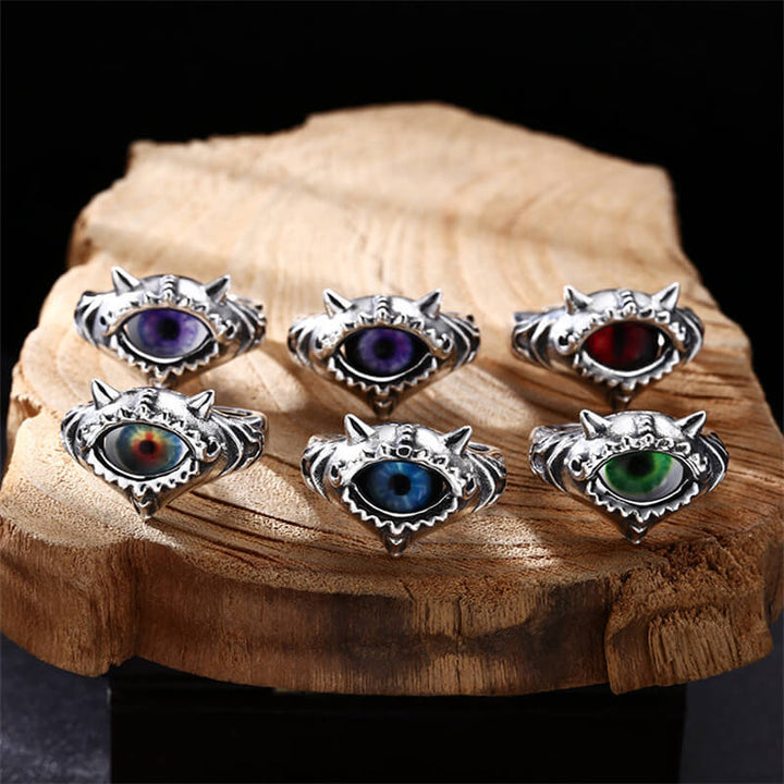 Multicolor Eye 925 Sterling Silver Open Ring