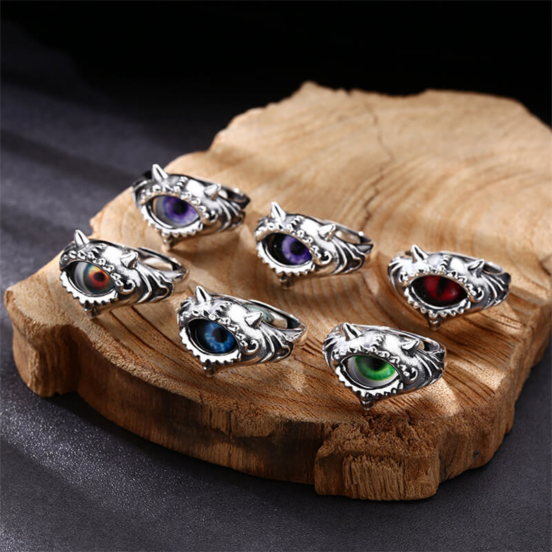 Multicolor Eye 925 Sterling Silver Open Ring