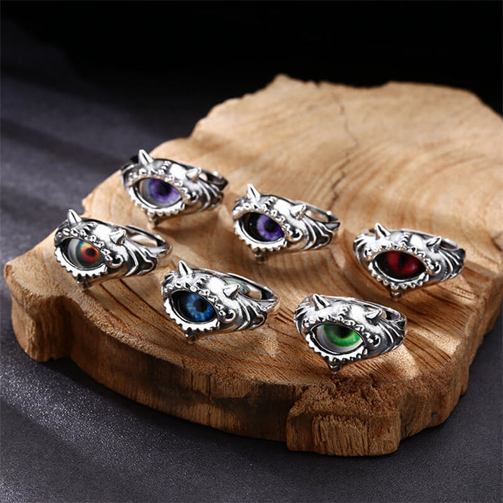 Multicolor Eye 925 Sterling Silver Open Ring