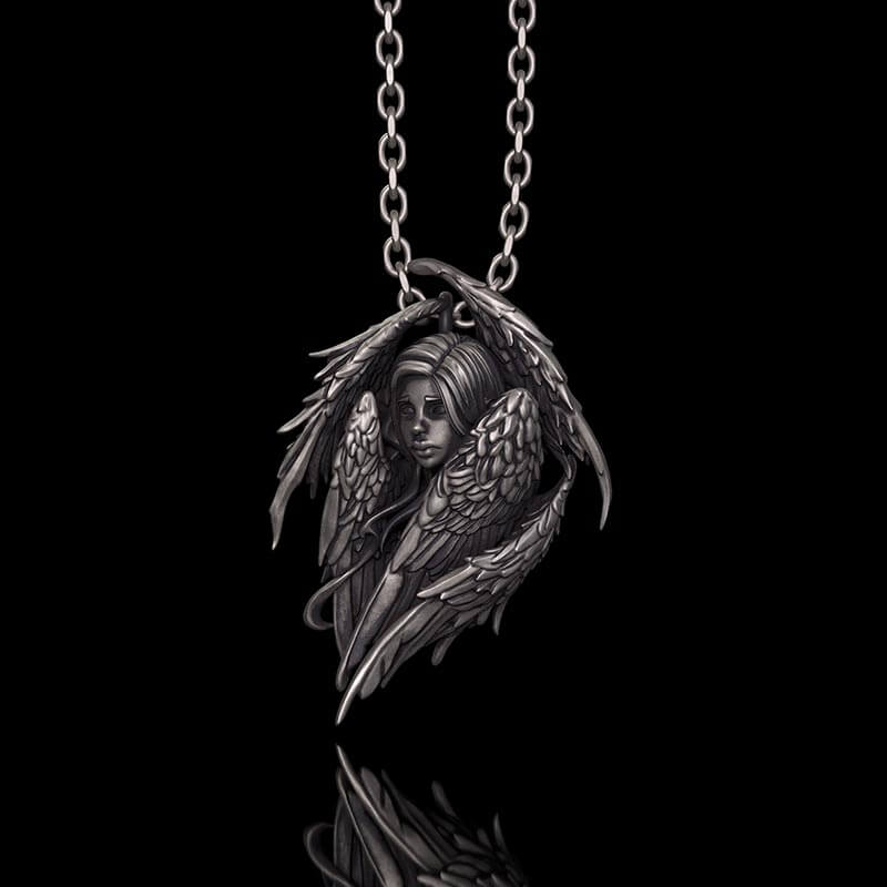 Mystical Witch Angel Sterling Silver Pendant | RoyalLuster.com